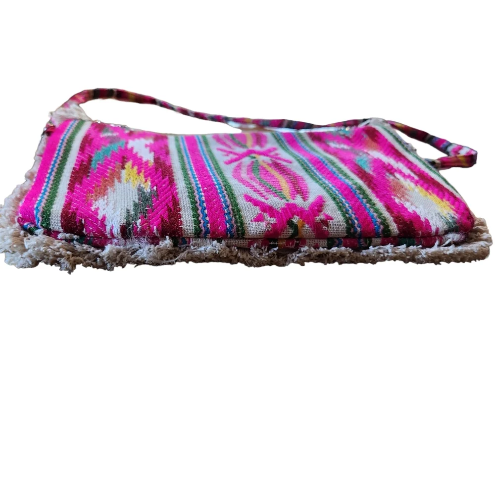 COCO & CARMEN- Sasha Fringe Clutch/Crossbody - Pink Beaded - Picture 5 of 8